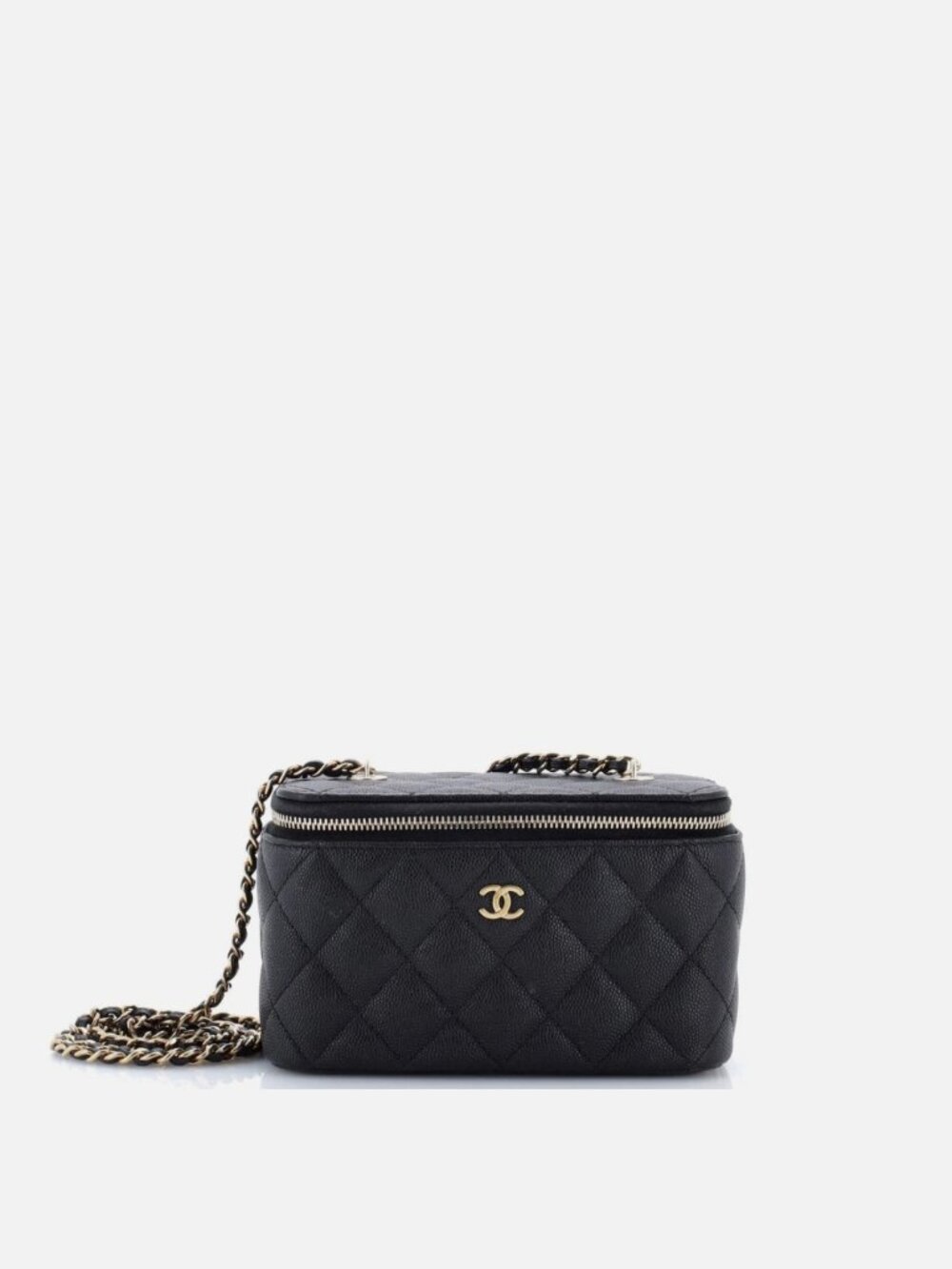 Chanel Classic Vanity Case with Chain Quilted Caviar Small
